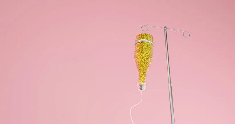 IV infusion bag and line in a treatment room, representing ketamine and Spravato infusion billing