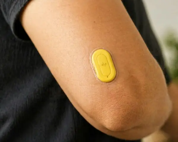 Continuous glucose monitor sensor worn on a patient's arm for diabetes management billing in 2026